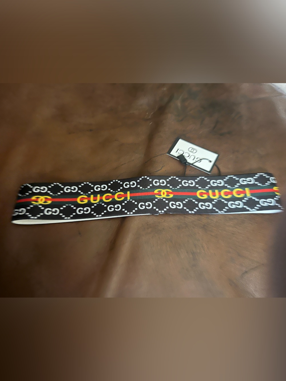 🖤 Gucci. Black White Red Letter Logo Spellout Stretch Headband